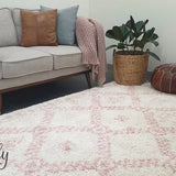 Saffia Pink Ethnic Prints Plush Boho Rug