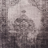 Spirit Charcoal Grey Faded Wash Medallion Transitional Rug