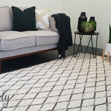 Civic Ivory Diamond Hand Woven Wool Rug