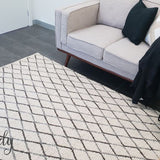 Civic Ivory Diamond Hand Woven Wool Rug