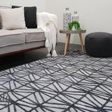 Visage Grey Black Geometric Abstract Pattern Rug