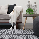 Visage Grey Black Geometric Abstract Pattern Rug