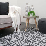 Visage Grey Black Geometric Abstract Pattern Rug