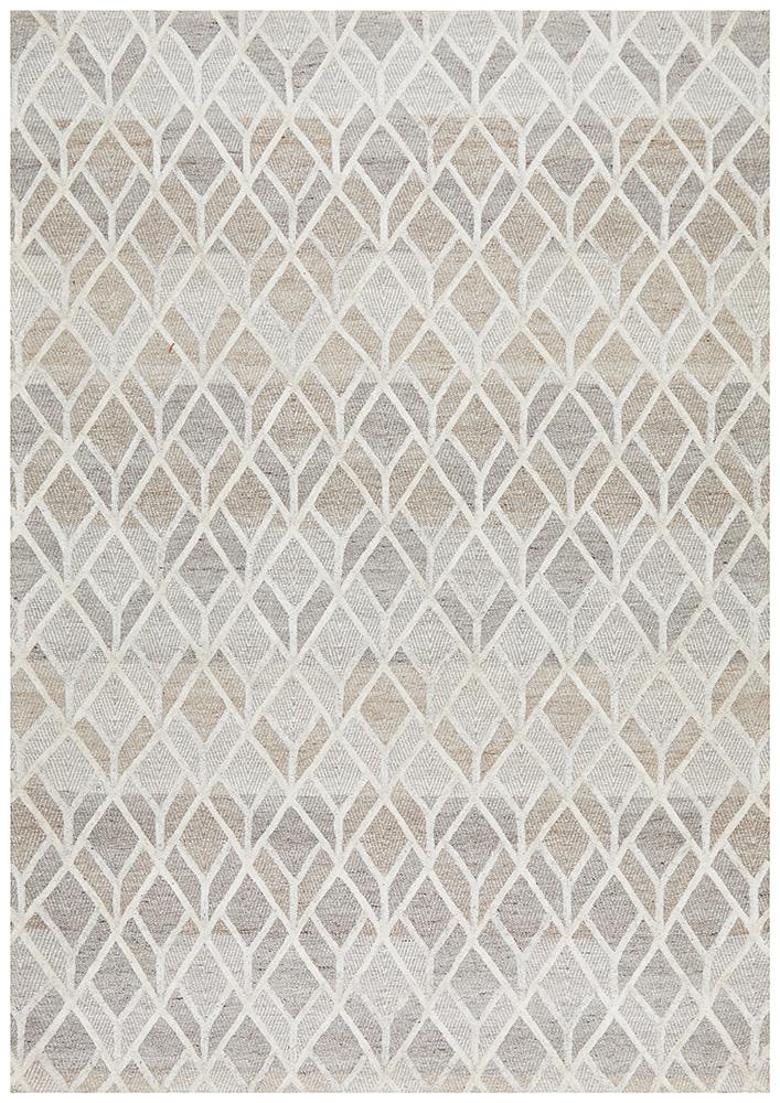 Visage Cream Geometric Diamond Pattern Rug
