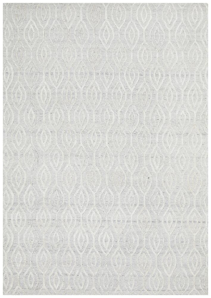 Visage White Grey Ogee Pattern Rug