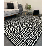 Empire Black Beige Geometric Greek Key Rug