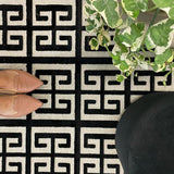 Empire Black Beige Geometric Greek Key Rug
