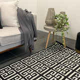 Empire Black Beige Geometric Greek Key Rug