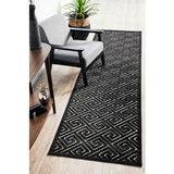 Empire Black Beige Greek Key Pattern Rug