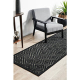 Empire Black Beige Greek Key Pattern Rug