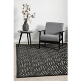 Empire Black Beige Greek Key Pattern Rug