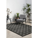 Empire Black Beige Greek Key Pattern Rug
