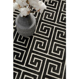 Empire Black Beige Greek Key Pattern Rug