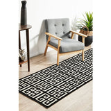 Empire Black Beige Geometric Greek Key Rug