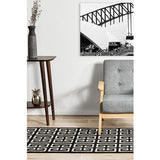 Empire Black Beige Geometric Greek Key Rug