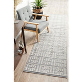 Empire Silver Geometric Greek Key Rug