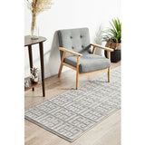 Empire Silver Geometric Greek Key Rug