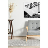 Empire Silver Geometric Greek Key Rug