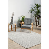 Empire Silver Geometric Greek Key Rug