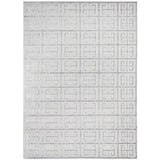 Empire Silver Geometric Greek Key Rug