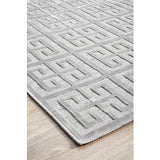 Empire Silver Geometric Greek Key Rug