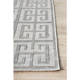 Empire Silver Geometric Greek Key Rug