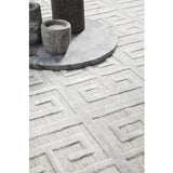 Empire Silver Geometric Greek Key Rug