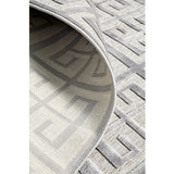 Empire Silver Geometric Greek Key Rug