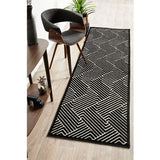 Empire Black Braided Stripped Geometric Rug