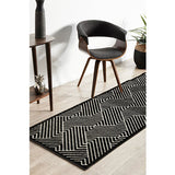 Empire Black Braided Stripped Geometric Rug