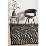 Empire Black Braided Stripped Geometric Rug