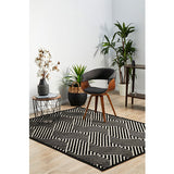Empire Black Braided Stripped Geometric Rug