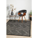 Empire Black Braided Stripped Geometric Rug