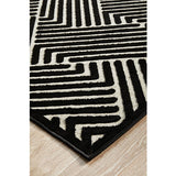 Empire Black Braided Stripped Geometric Rug