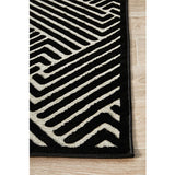 Empire Black Braided Stripped Geometric Rug
