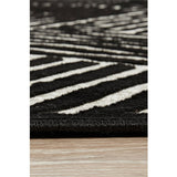Empire Black Braided Stripped Geometric Rug