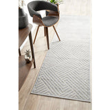 Empire Silver Braided Stripped Geometric Rug