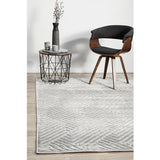 Empire Silver Braided Stripped Geometric Rug