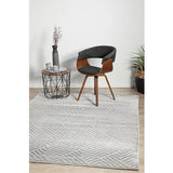 Empire Silver Braided Stripped Geometric Rug