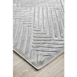 Empire Silver Braided Stripped Geometric Rug