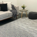 Empire Silver Greek Key Pattern Rug