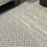 Empire Silver Greek Key Pattern Rug