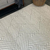 Empire Off White Braided Stripped Geometric Rug