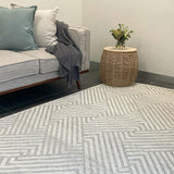 Empire Off White Braided Stripped Geometric Rug