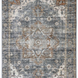 Vivien Dark Grey Beige Medallion Transitional Vintage Rug