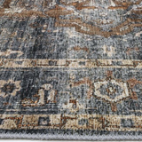 Vivien Dark Grey Beige Medallion Transitional Vintage Rug