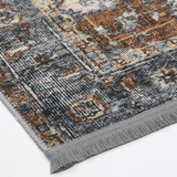 Vivien Dark Grey Beige Medallion Transitional Vintage Rug