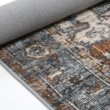 Vivien Dark Grey Beige Medallion Transitional Vintage Rug