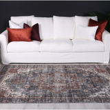 Vivien Dark Grey Beige Medallion Transitional Vintage Rug