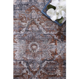 Vivien Dark Grey Beige Medallion Transitional Vintage Rug